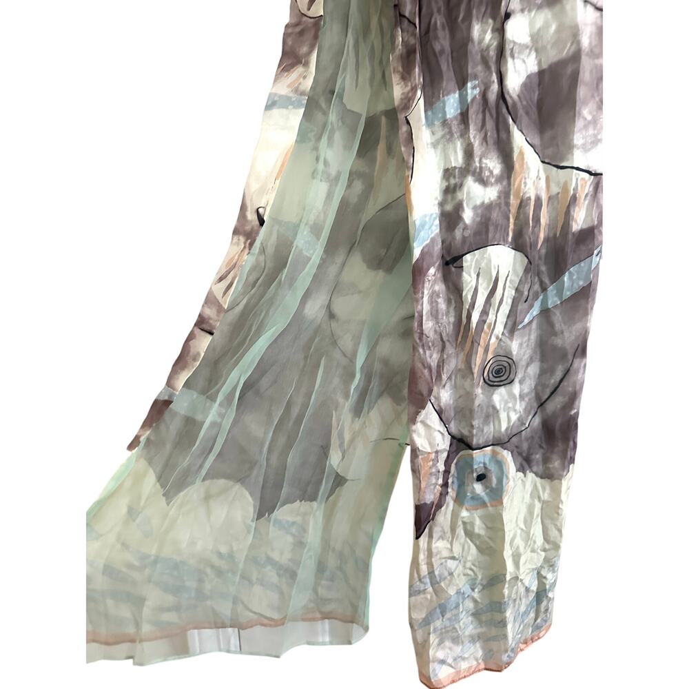 GEORGINA VON ETZDORF Vintage Artsy Art To Wear Silk Scarf Wrap Abstract